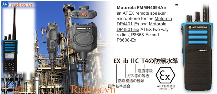 Remote speaker microphone PMMN4094 và PMMN4067 dùng cho bộ đàm chống cháy nổ P8668 Ex và P8608 Ex